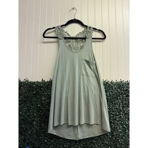 Chroma Tale Womens Tank Top Size S Green Lace Racerback Detail Pocket USA Summer